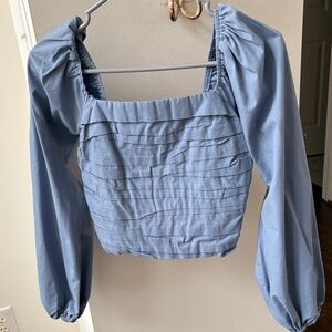 Abercrombie blue long sleeve pleated top